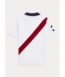 Polo Ralph Lauren White Wt Red Diagonal Polo Shirt 